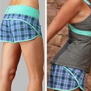Lululemon Speed Short River Rock/Oasis Ombre Plaid Sz 4